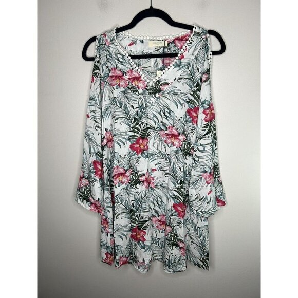 Solitaire Swim Women's Floral Beach Cover Up Dress Pullover Size Small N… - Picture 2 of 16